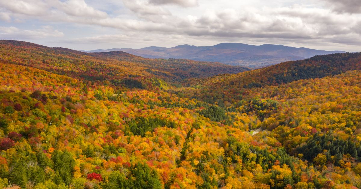 Stowe Vermont during peak fall foliage